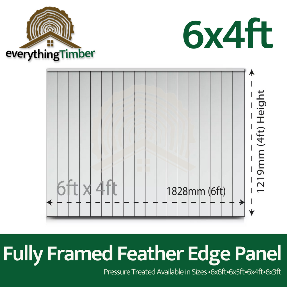 Fully Framed Feather Edge Panel 6Ft X 4Ft