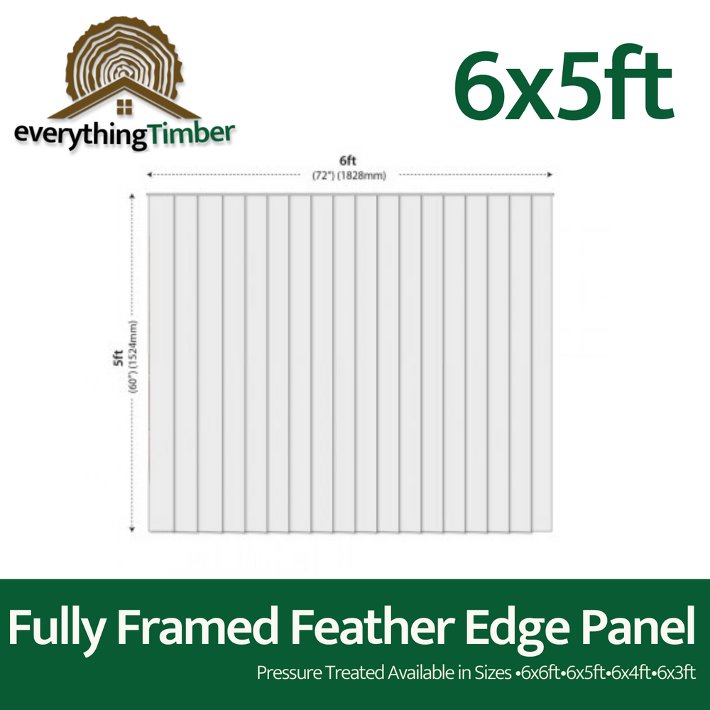 Fully Framed Feather Edge Panel 6Ft X 5Ft
